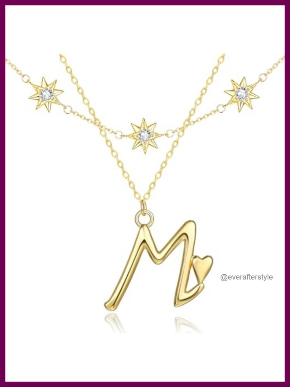 14K Gold Plated Initial Pendant Necklace Layered Star Choker Women Jewelry